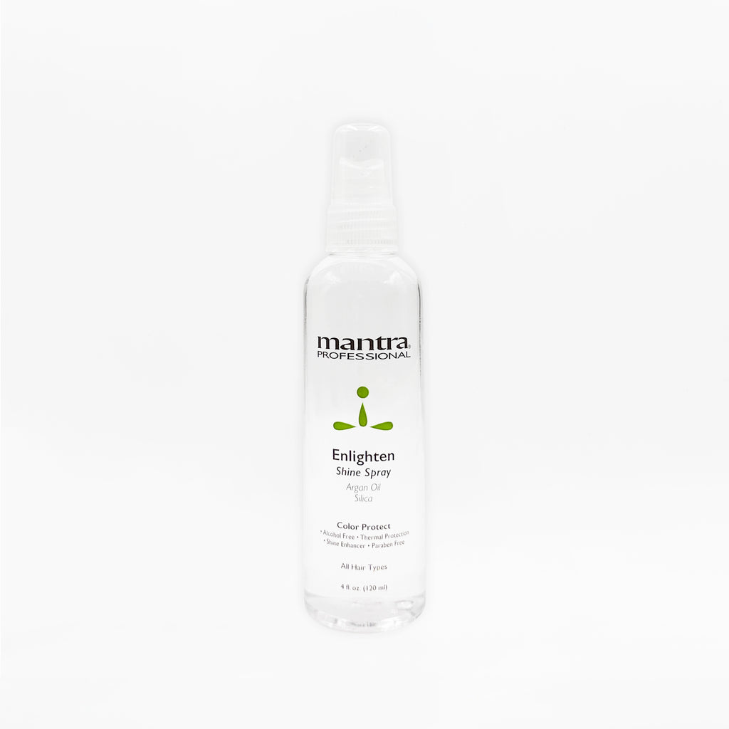 Mantra Enlighten Shine Spray 4 oz spray bottle on white background