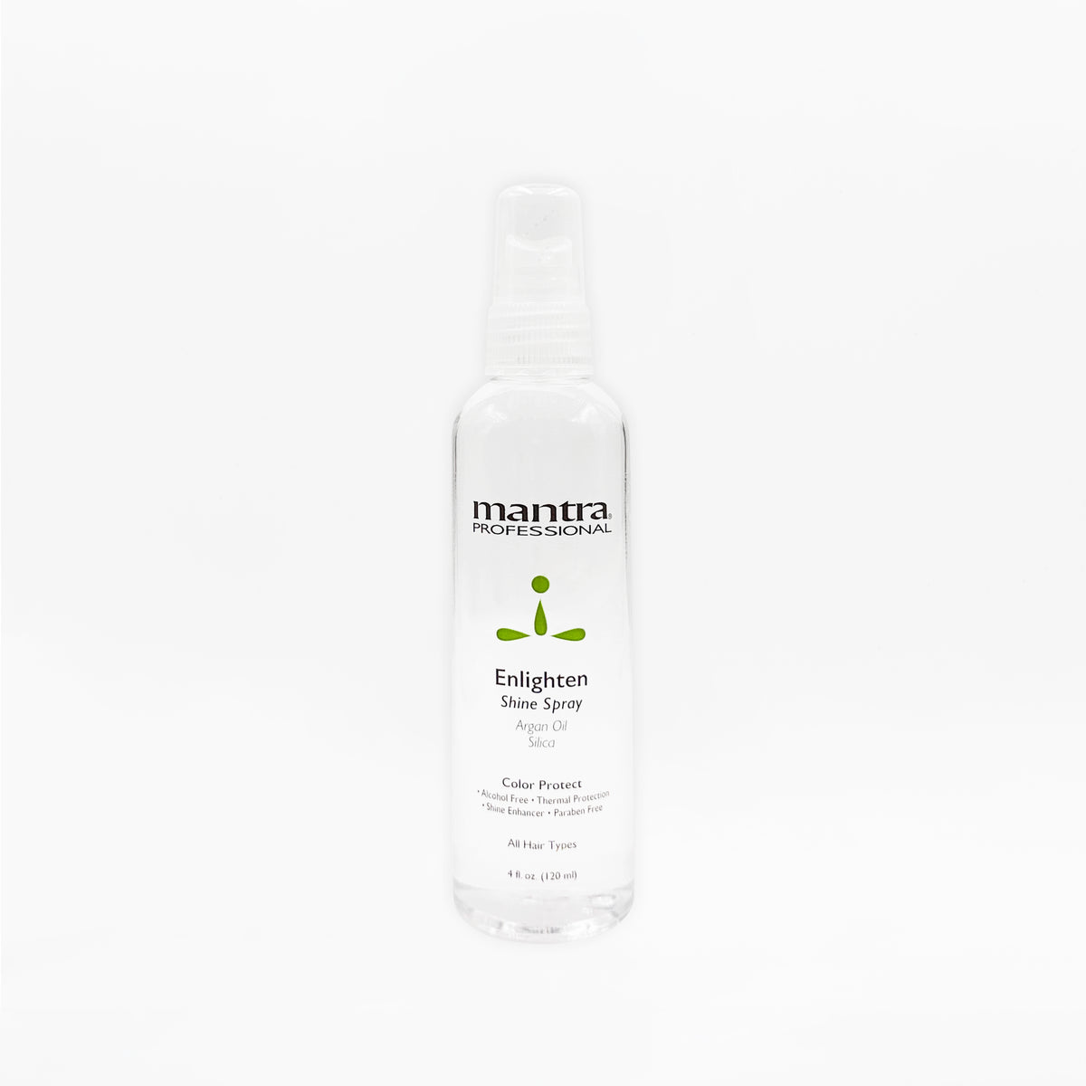 Mantra Enlighten Shine Spray 4 oz spray bottle on white background