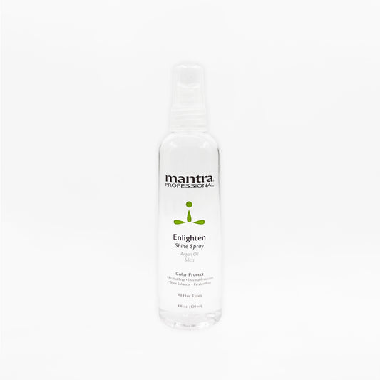 Mantra Enlighten Shine Spray 4 oz spray bottle on white background