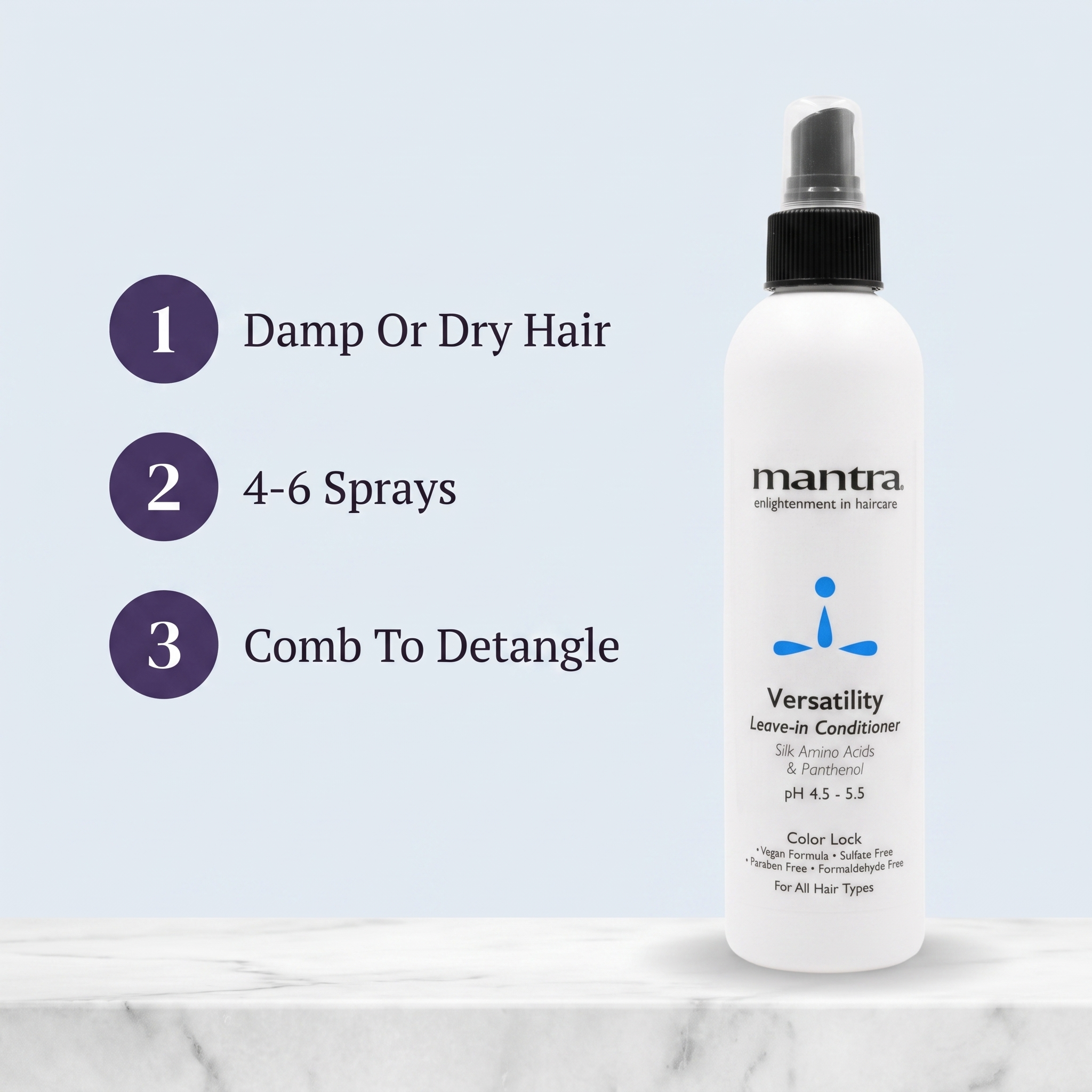 Mantra Versatility Leave-In Conditioner — howto panel