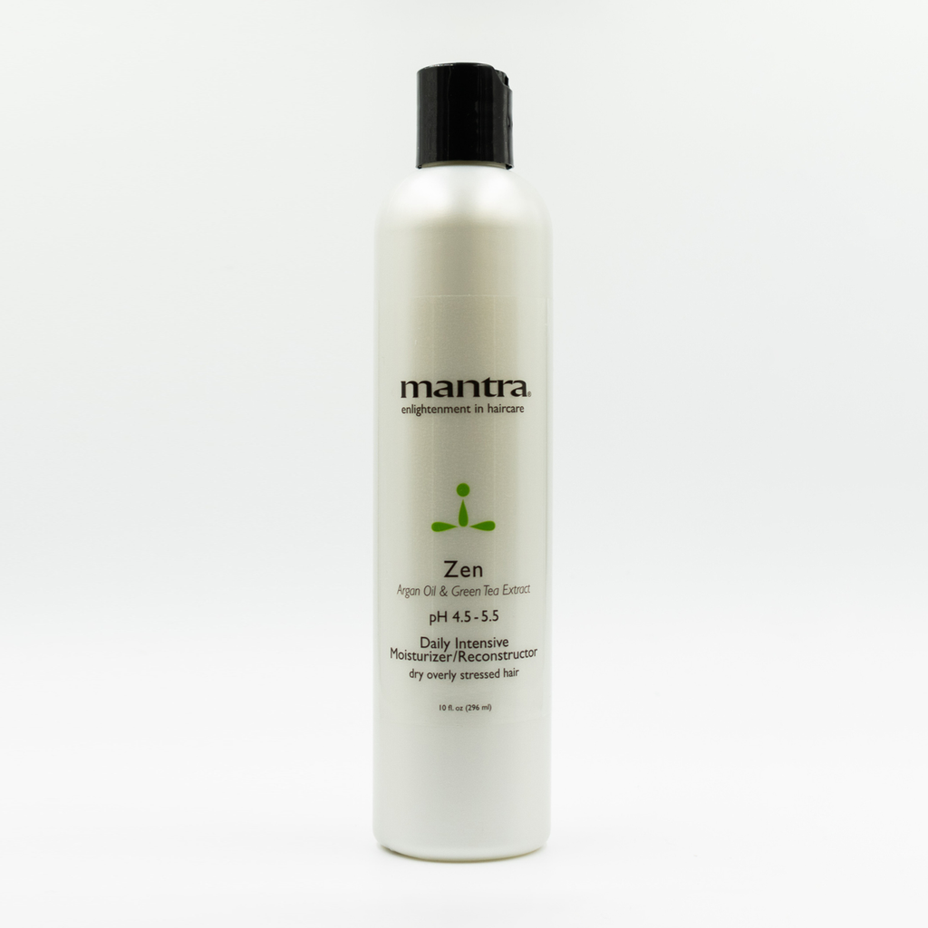 Mantra Zen Daily Intensive Moisturizer Reconstructor in a pearl white 10 oz bottle with flip cap